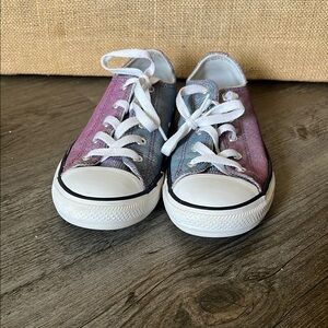 Converse Kids' Shimmering Blue and Purple Sneakers 7